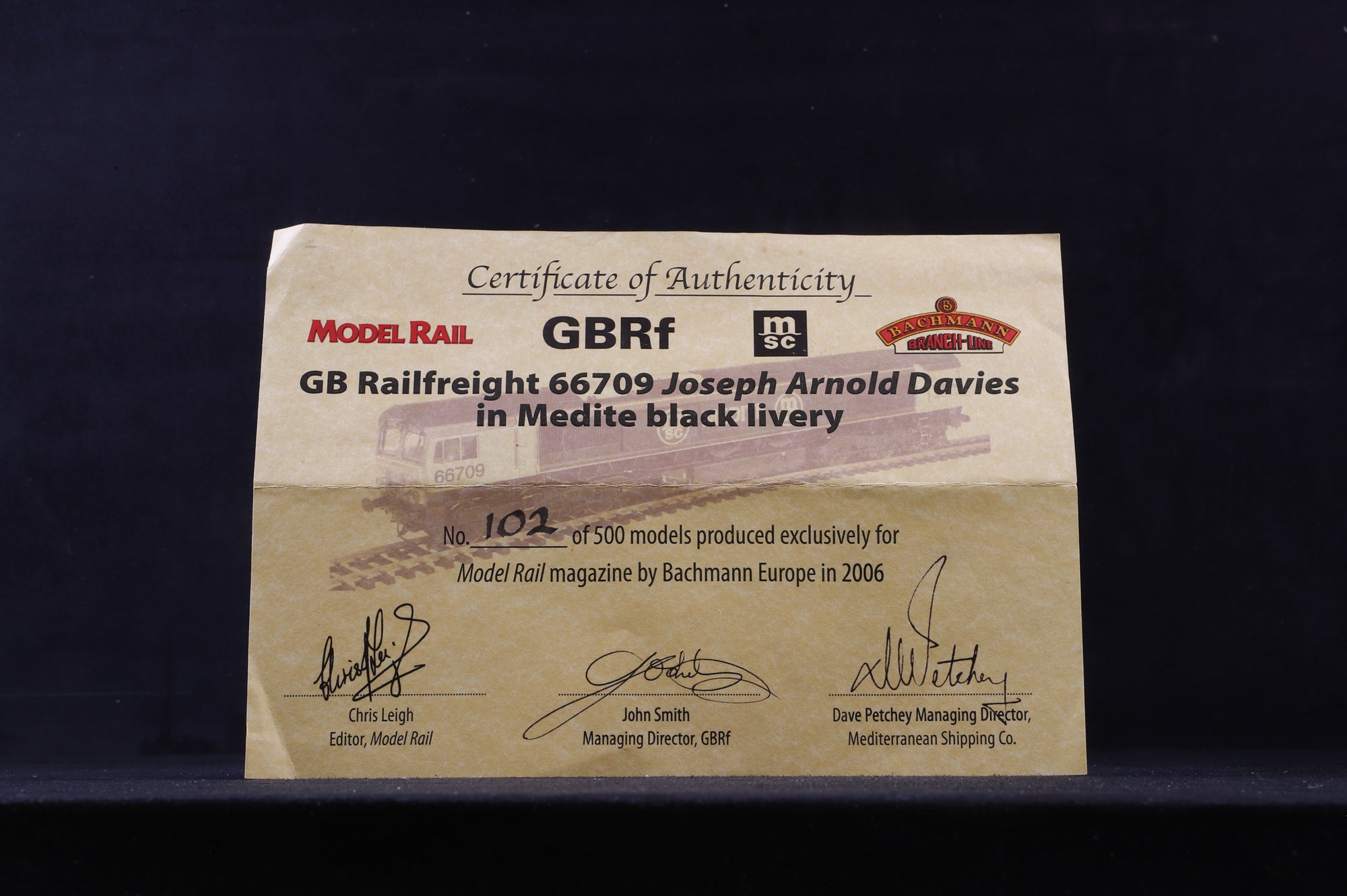 Bachmann OO 32-727Z Class 66 Diesel '66709' 'Joseph Arnold Davies' Medite/ GBRf Excl. Model Rail Ltd Ed 102/ 500