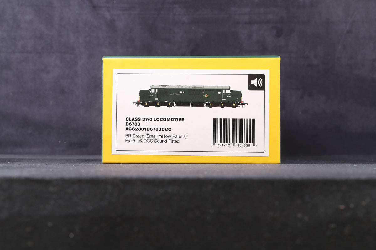 Accurascale OO ACC2301DCC Class 37/0 &#39;D6703&#39; BR Green SYP L/C, DCC Sound