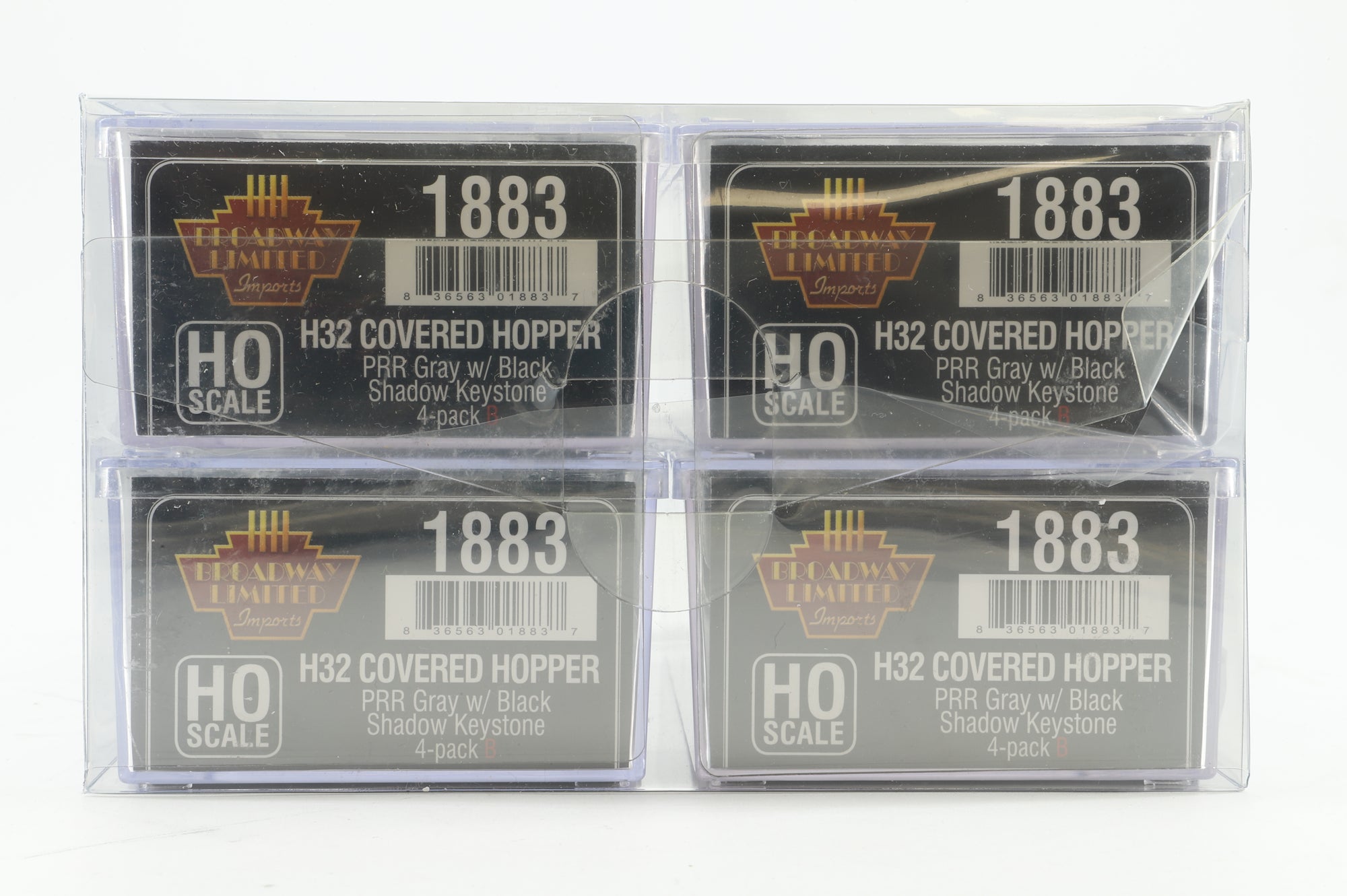 Broadway Limited HO 1883 Pack Of 4 H32 Covered Hopper PRR Shadow Keystone Wagons