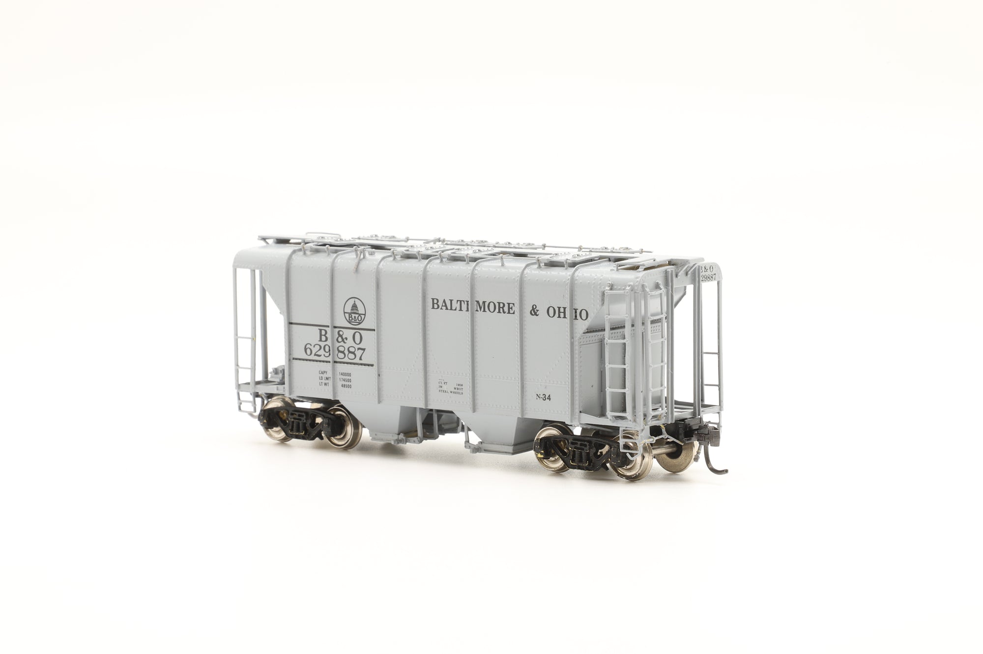 Overland Models HO Brass B&O N-34 Covered Hopper Wagon Top Type