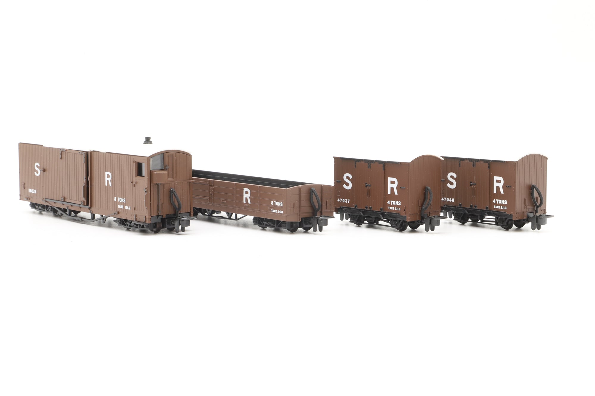 PECO OO-9 Rake of 4x Assorted Wagons in SR Brown