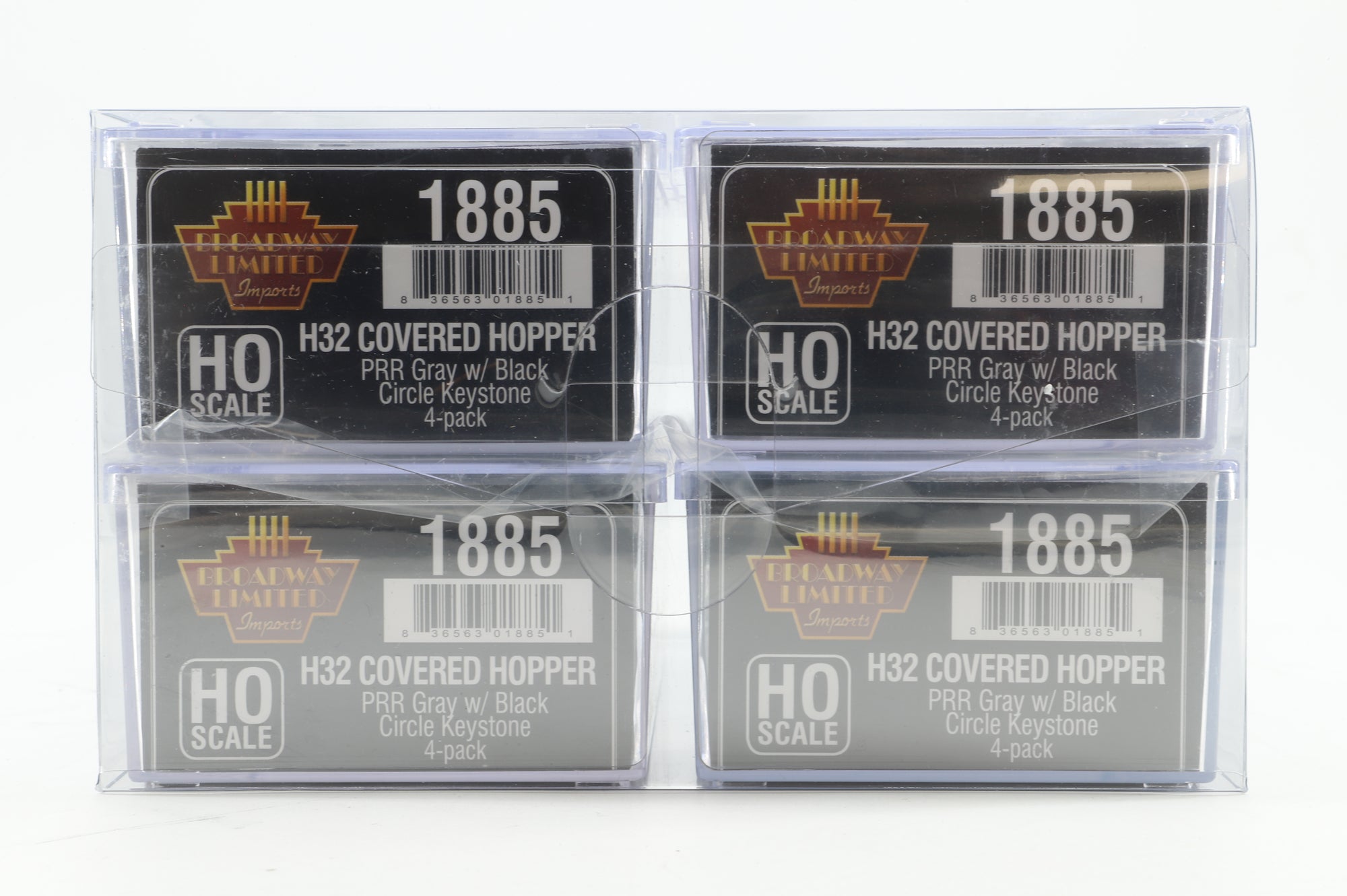 Broadway Limited HO 1885 Pack Of 4 H32 Covered Hopper PRR Circle Keystone Wagons