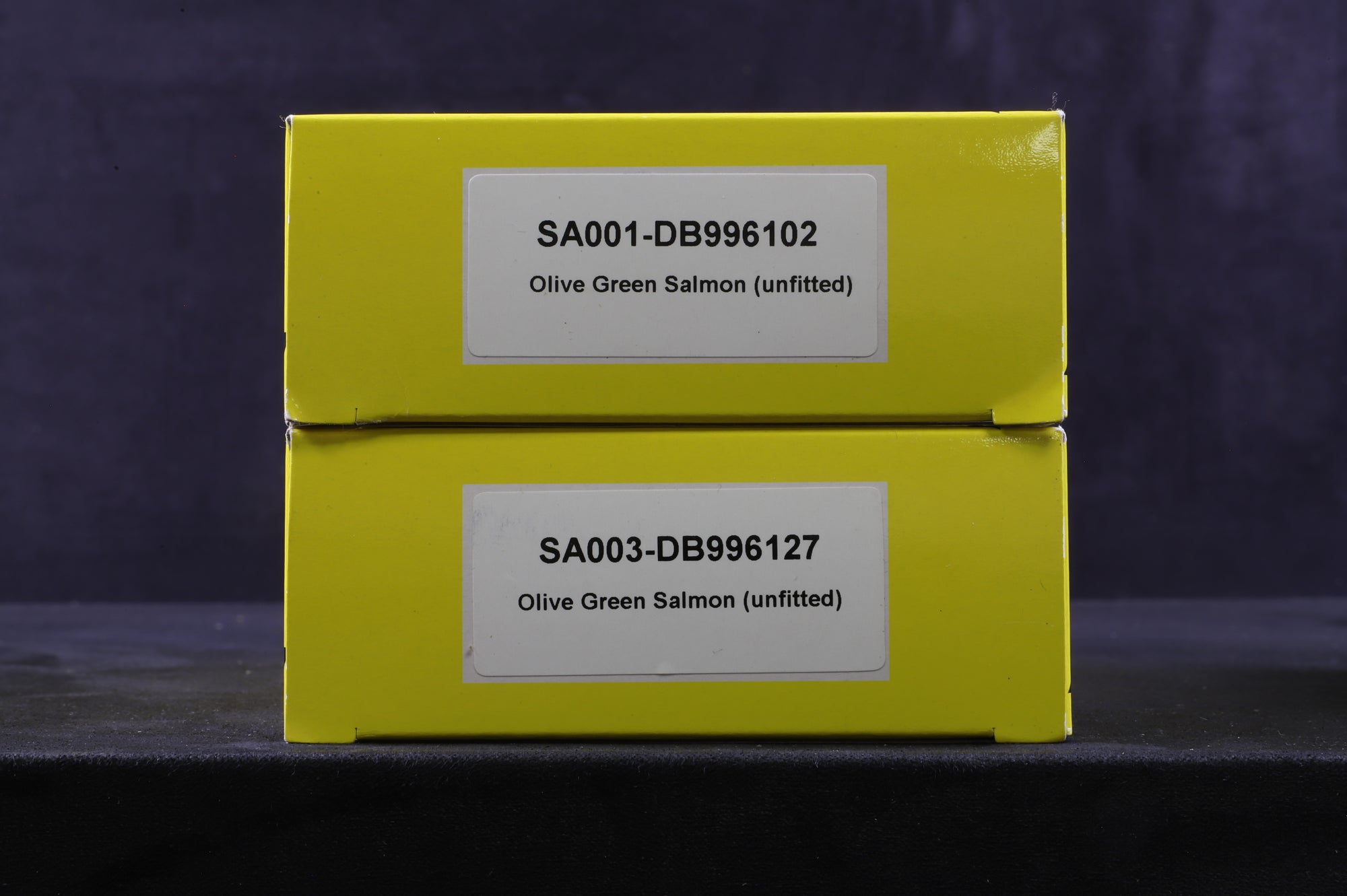 Flangeway OO Pair of Olive Green Salmon Wagons (Unfitted), Inc. SA001-DB996102 & SA003-DB996127