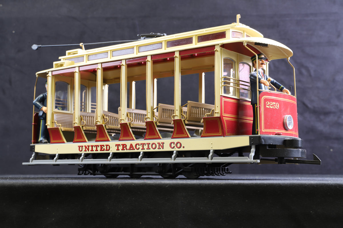 Bachmann Big Haulers G 93937 Open Street Car - Maroon &amp; Beige United Traction Co. &#39;2259&#39;