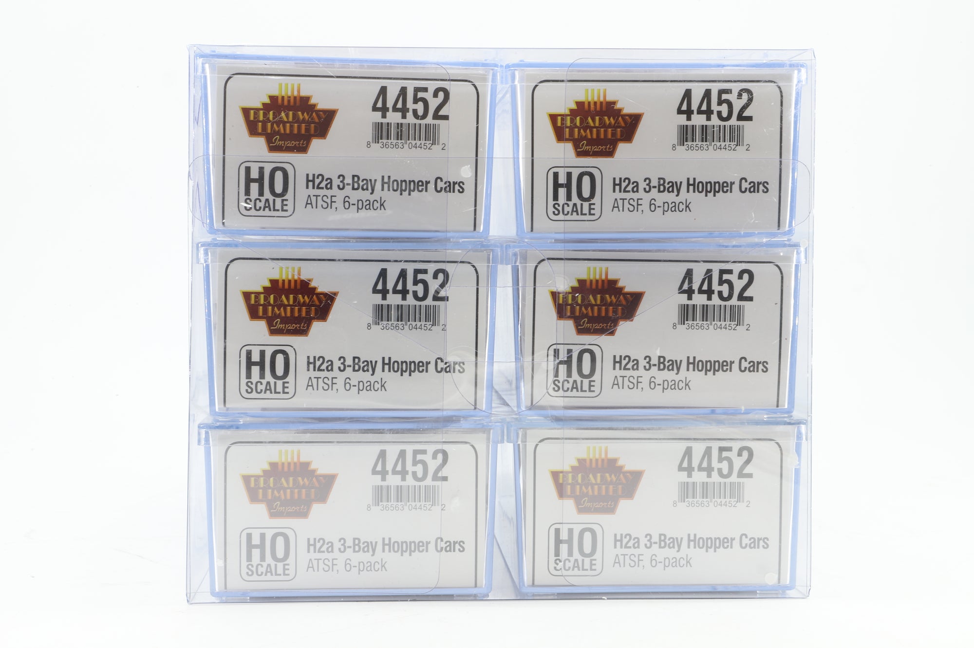 Broadway Limited HO 4452 Pack Of 6 H2a 3 Bay ATSF Hopper Cars