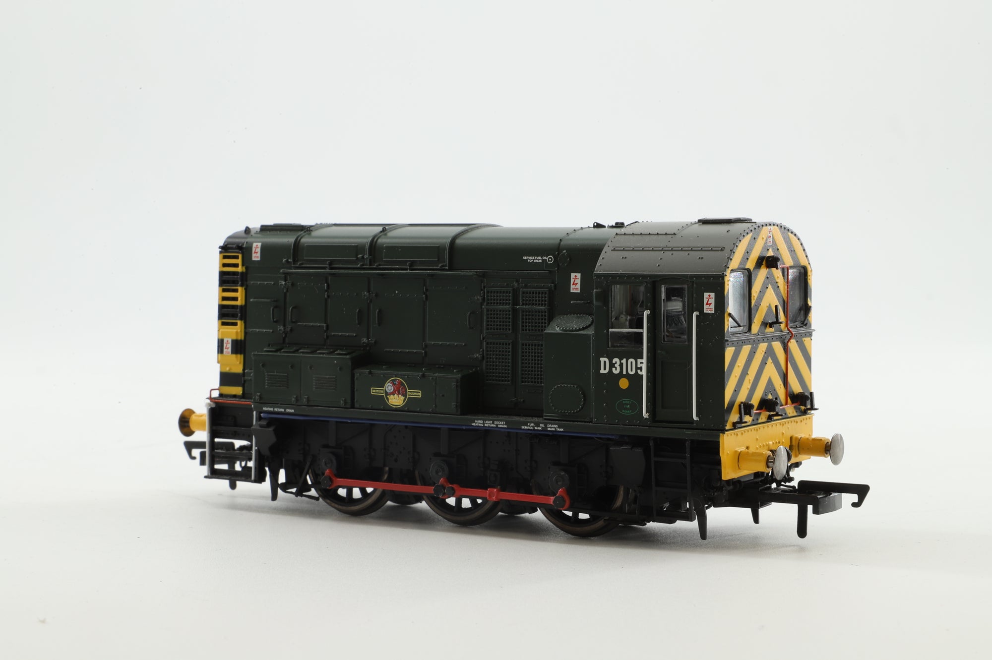 Hornby OO R2903XS Class 08 D3105 in BR Green w/ Wasp Stripes - DCC Sound