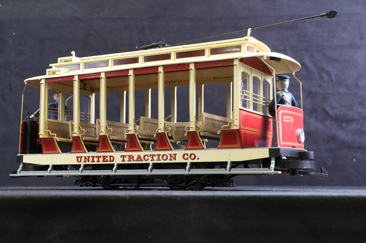 Bachmann Big Haulers G 93937 Open Street Car - Maroon &amp; Beige United Traction Co. &#39;2259&#39;