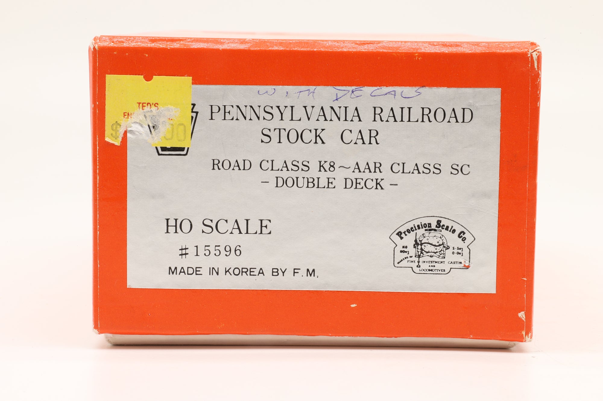 Precision Scale Co./Iron Horse Models HO Brass 15596 Class K8 AAR Class SC Double Deck Stock Car Unpainted