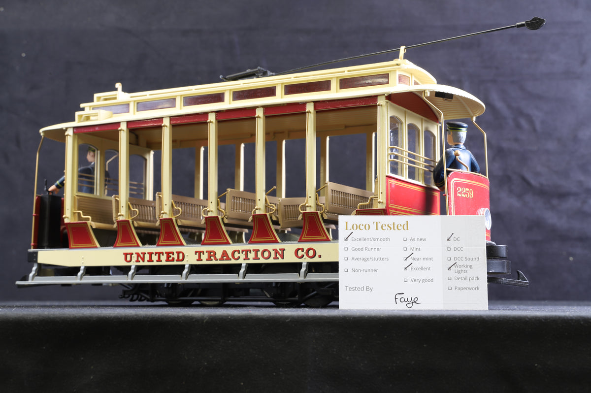 Bachmann Big Haulers G 93937 Open Street Car - Maroon &amp; Beige United Traction Co. &#39;2259&#39;