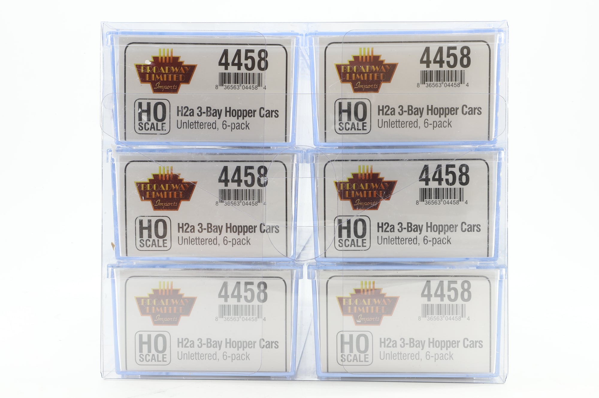 Broadway Limited HO 4458 Pack Of 6 H2a 3 Bay Unlettered Hopper Cars
