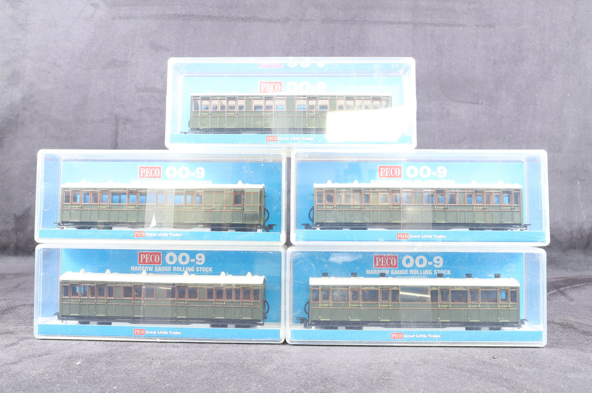 Peco OO9 Rake of 5 SR coaches, incl. GR-401Ax2, 401B, 421B + 451A