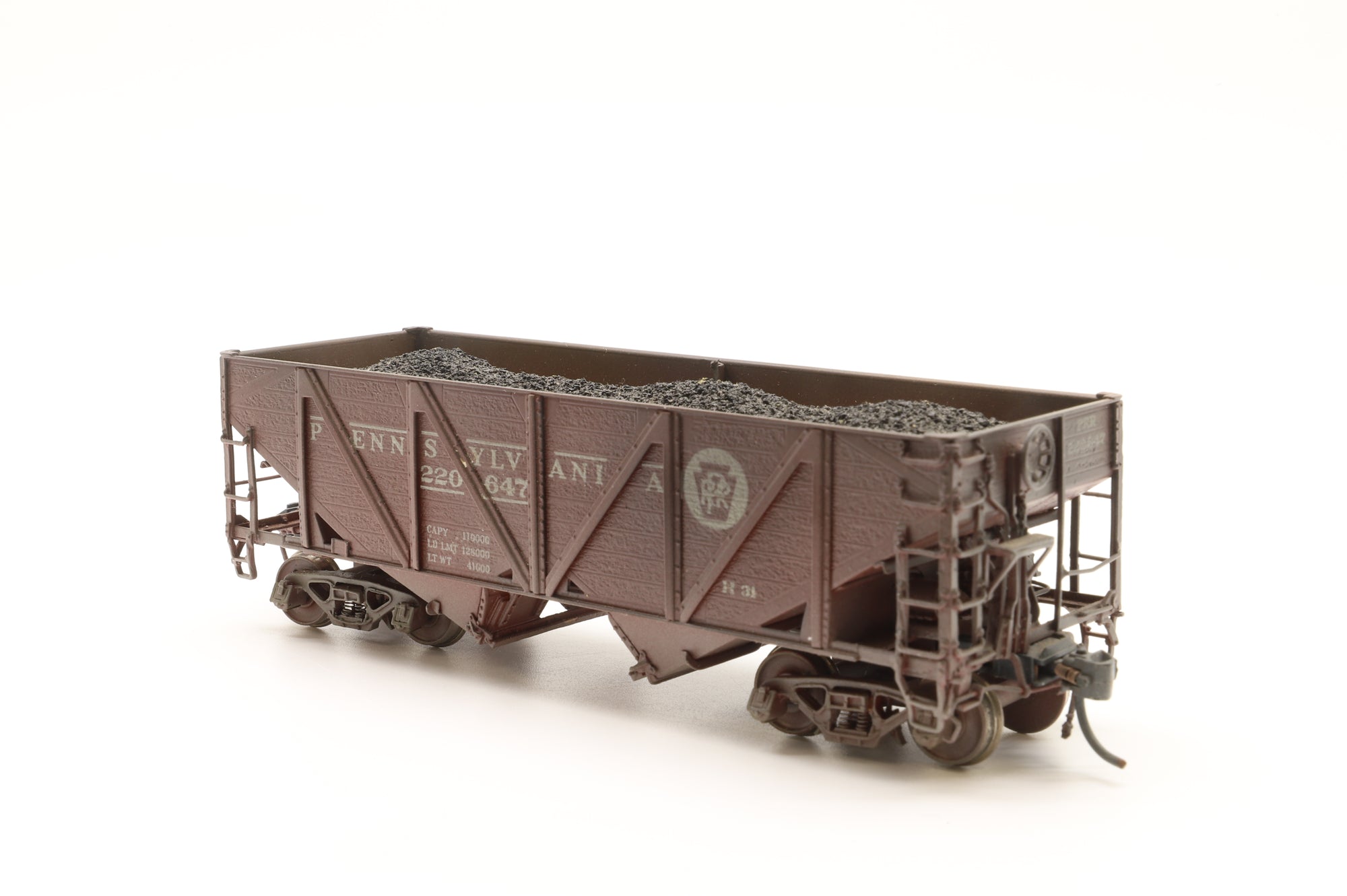 Overland Models HO Brass OMI-3106 PRR H-31C Steel 2 Bay Hopper Painted & Weathered