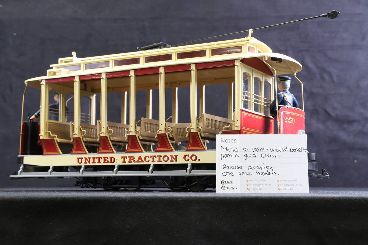 Bachmann Big Haulers G 93937 Open Street Car - Maroon &amp; Beige United Traction Co. &#39;2259&#39;