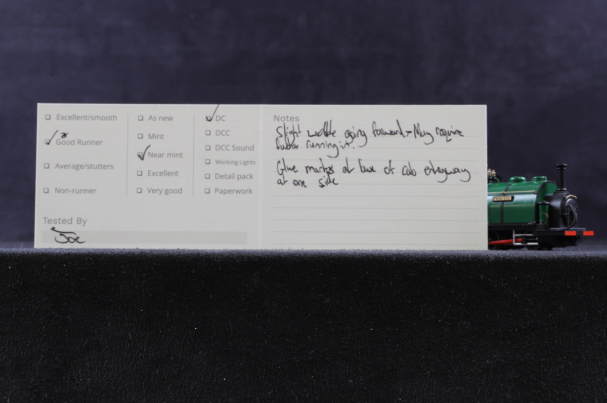 Kato/Peco OO-9 Narrow Gauge 51-251F Small England &#39;Princess&#39; in Ffestiniog and Welsh Highland Railways Green