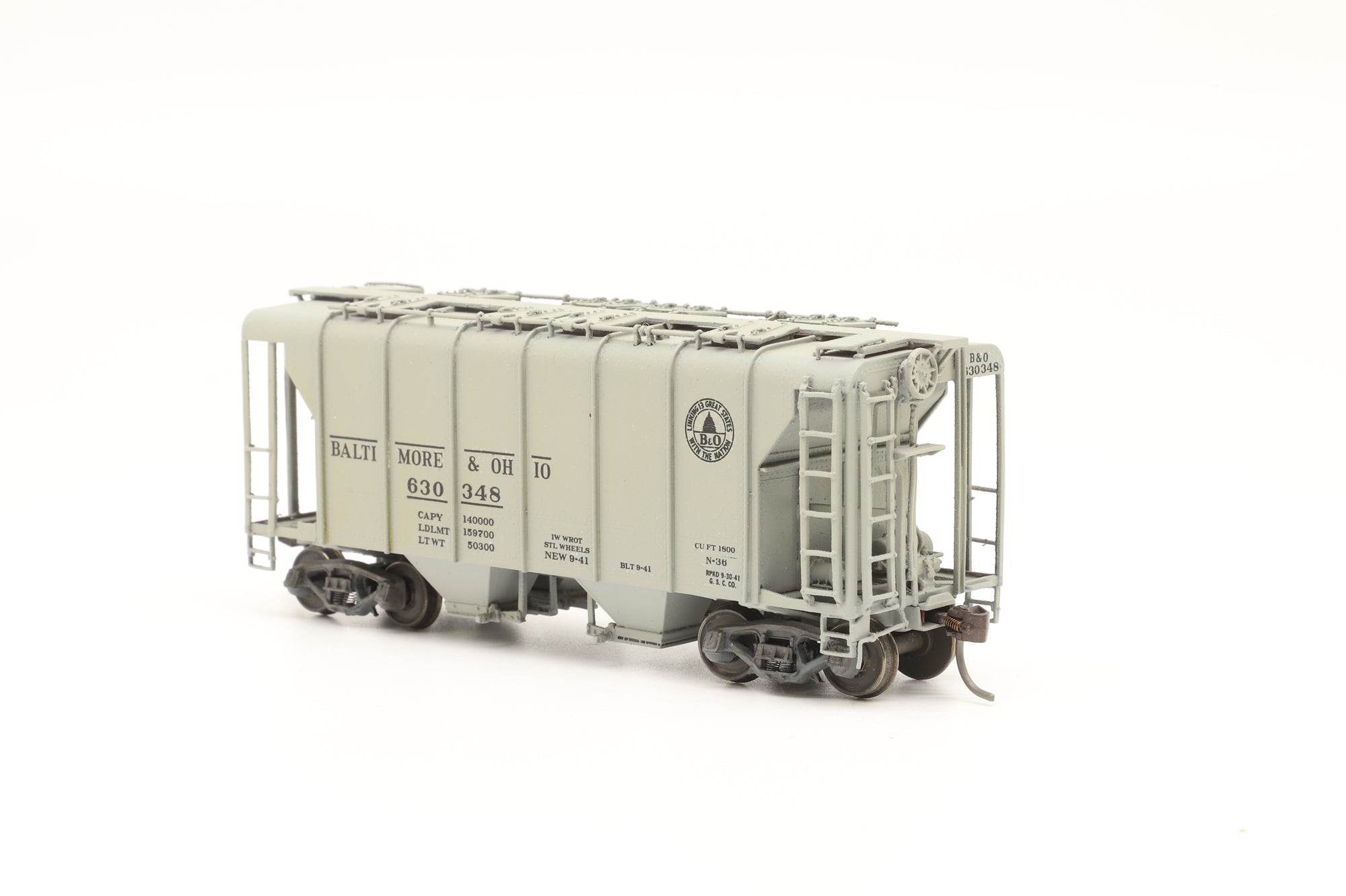 Overland Models HO Brass B&O N-34 Covered Hopper Wagon Top Type '630348'