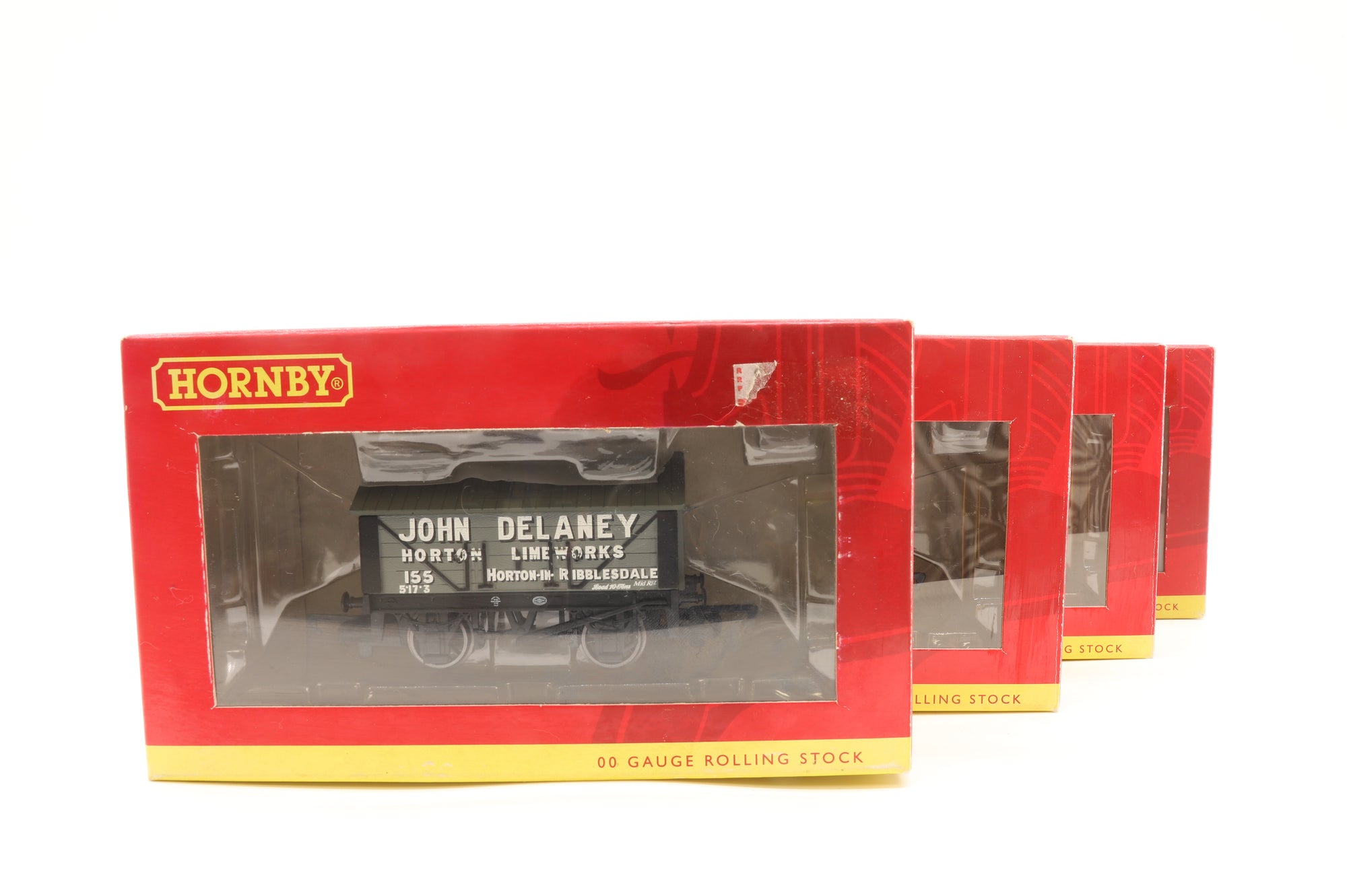 Hornby OO Rake of 4 Lime Wagons 'John Delaney' Inc. R6659