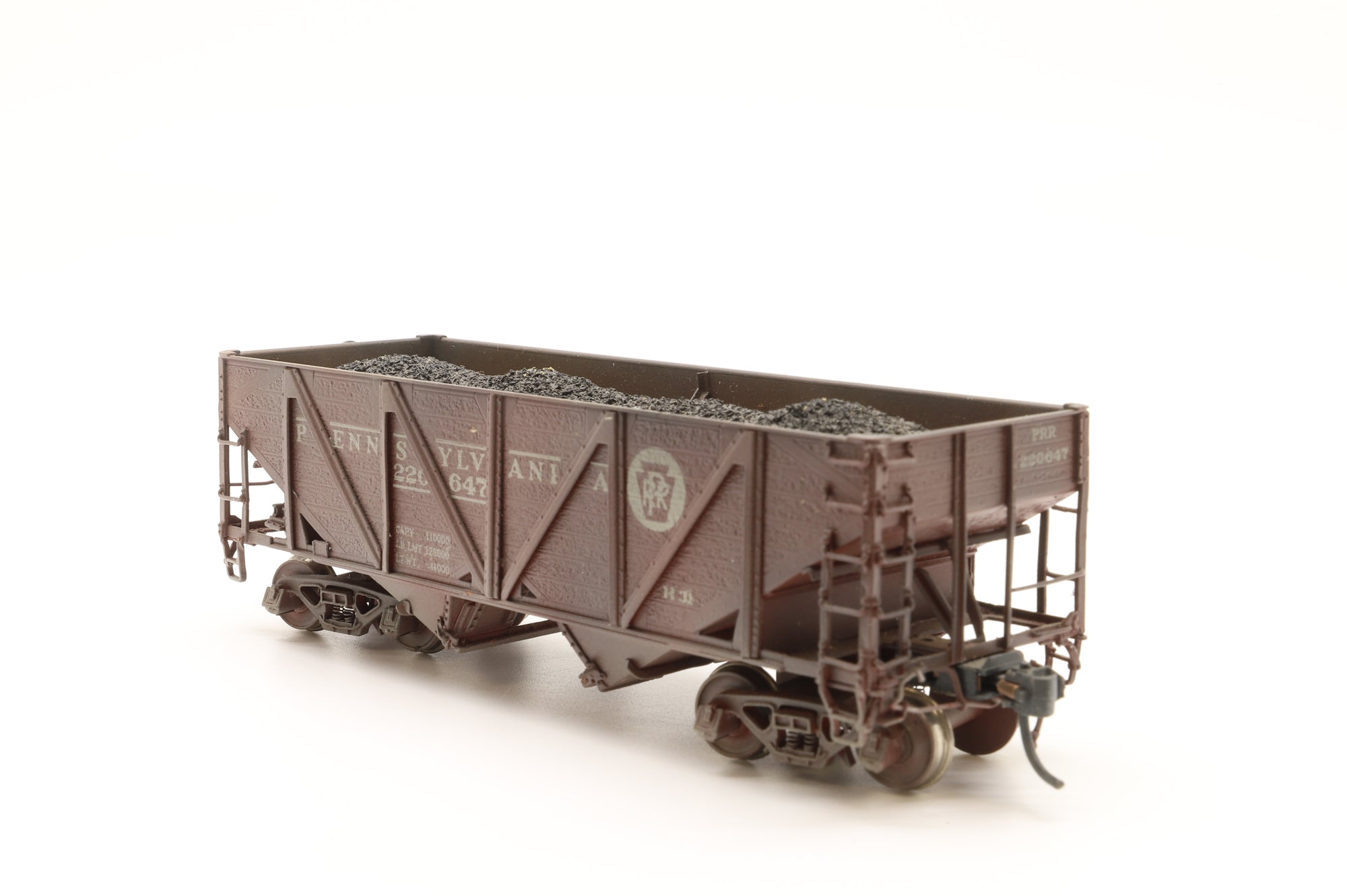 Overland Models HO Brass OMI-3106 PRR H-31C Steel 2 Bay Hopper Painted & Weathered