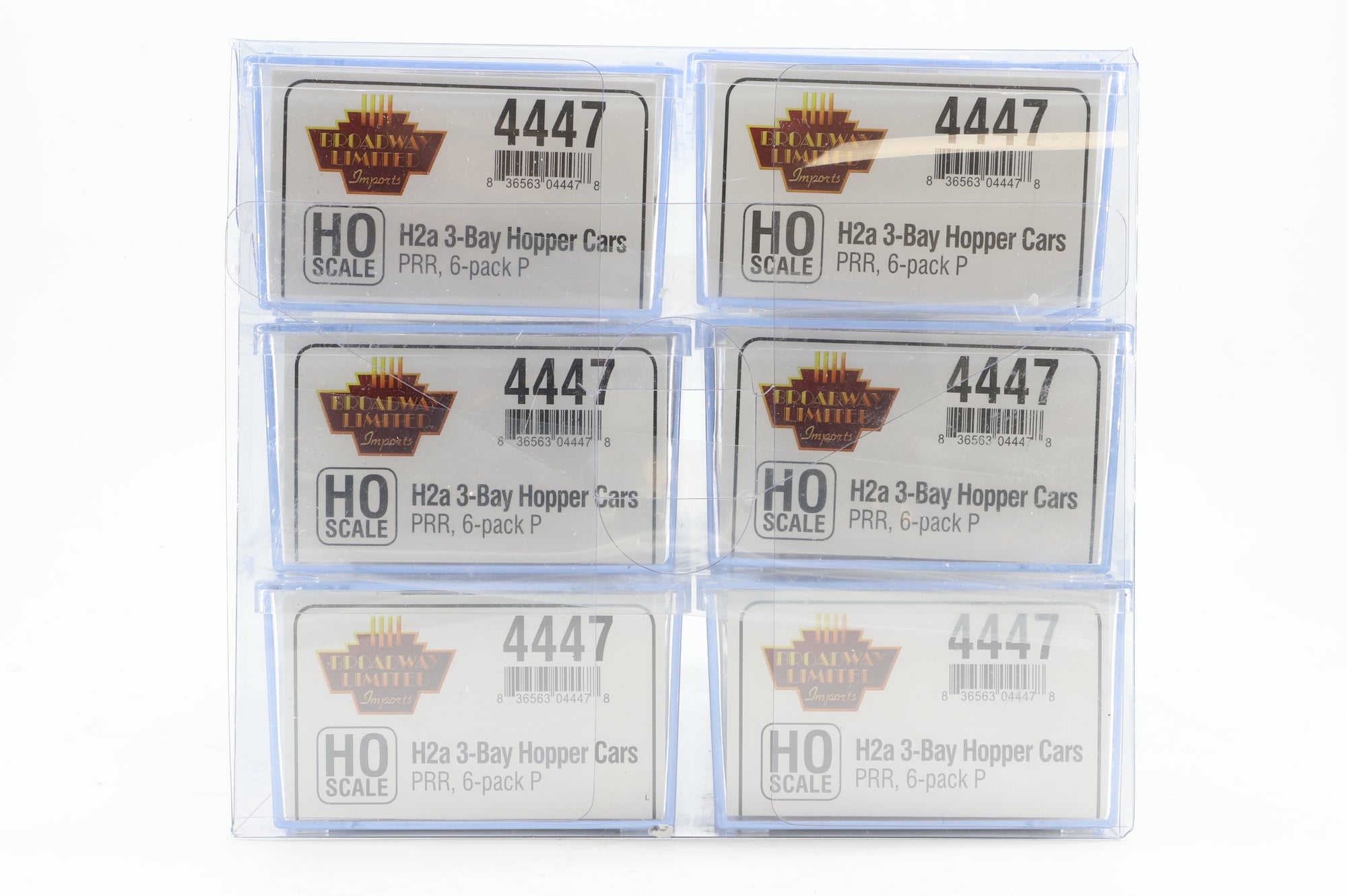 Broadway Limited HO 4447 Pack Of 6 H2a 3 Bay PRR Hopper Cars
