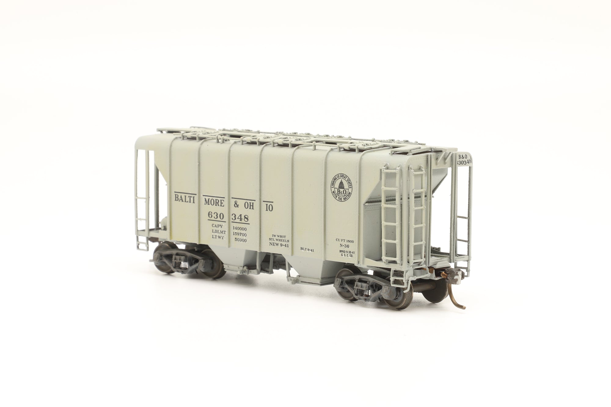 Overland Models HO Brass B&O N-34 Covered Hopper Wagon Top Type '630348'