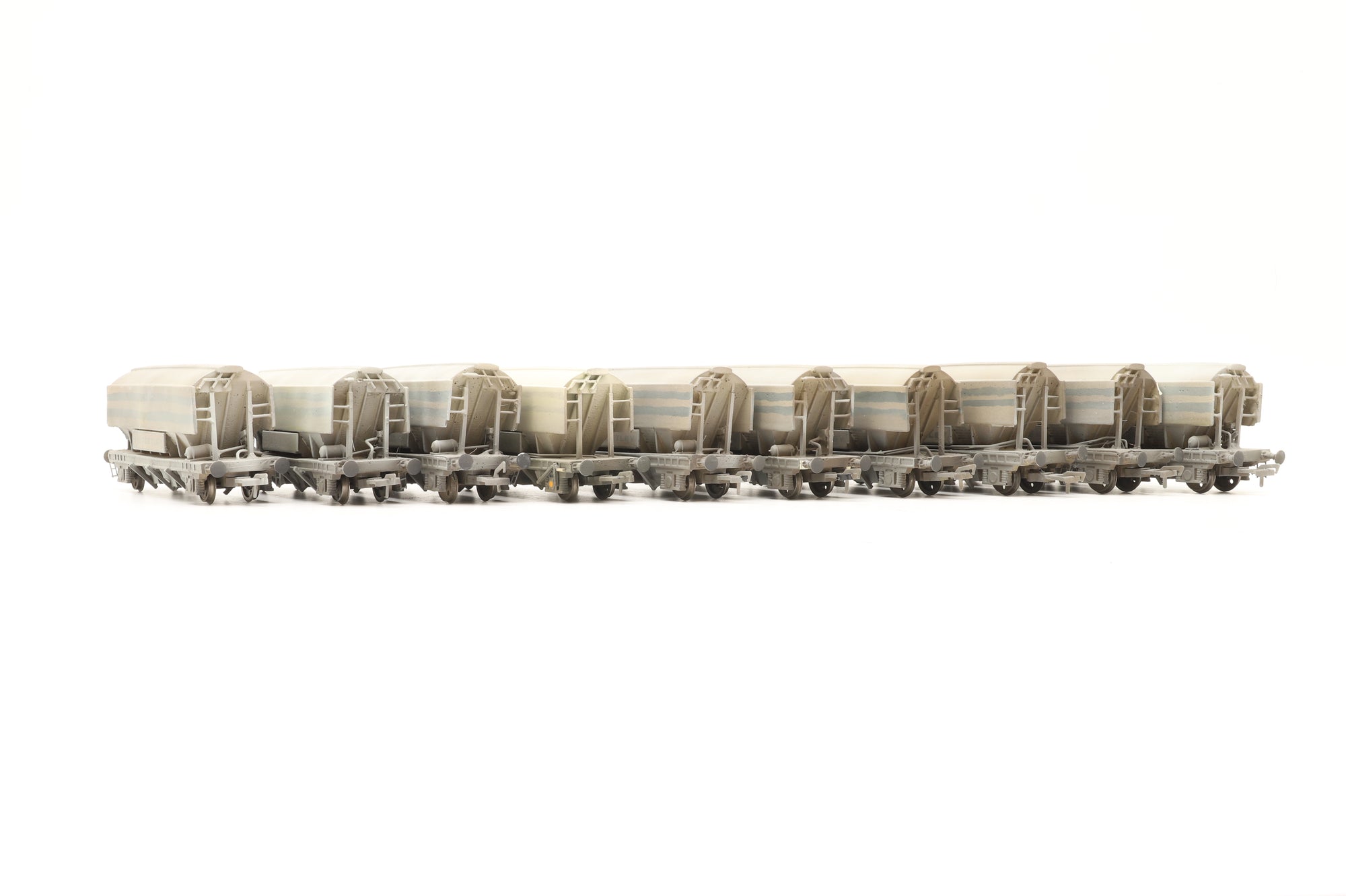 Resin OO Rake Of 10 Steetley Hopper Wagons Weathered