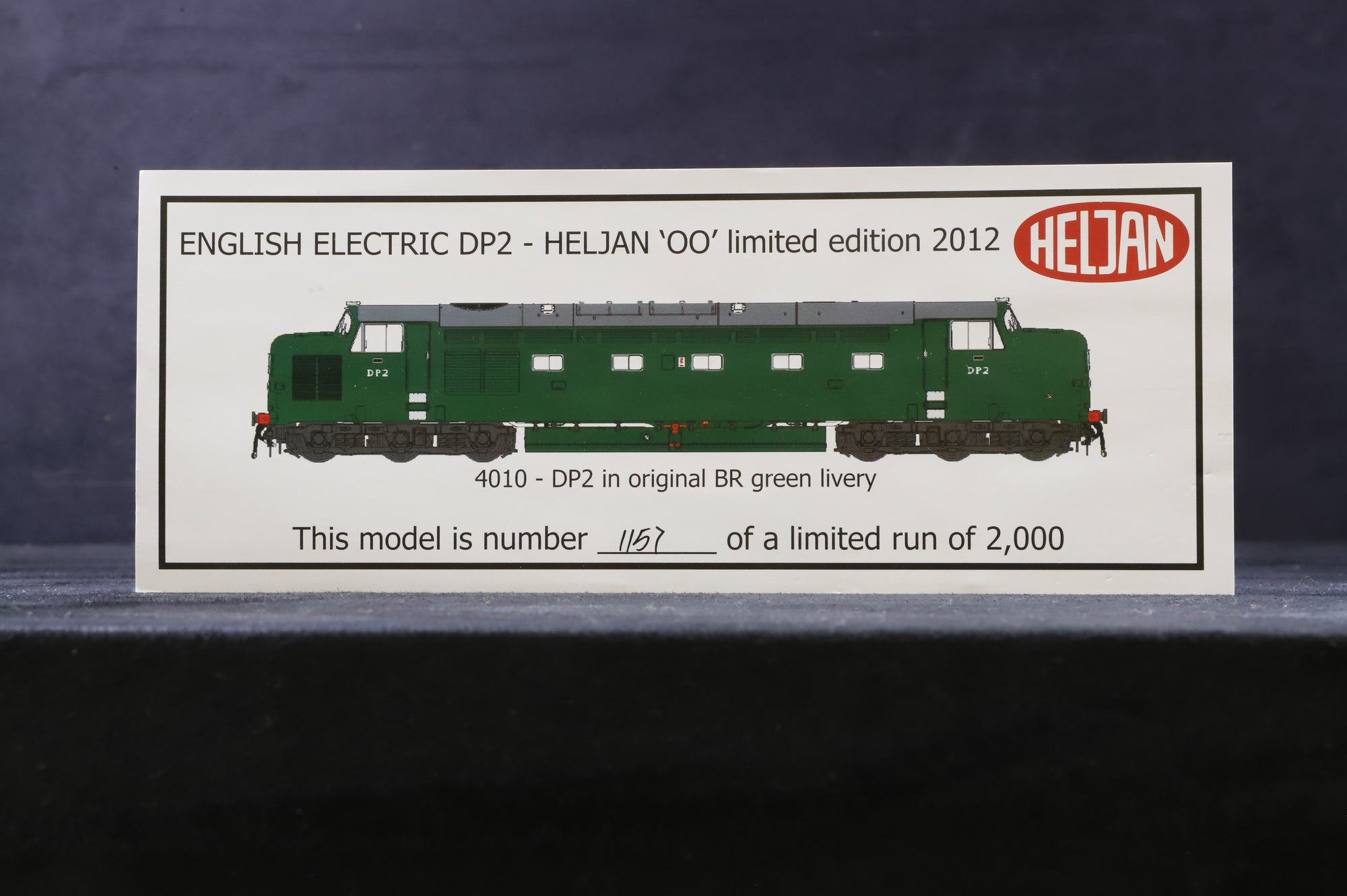 Heljan OO 4010 English Electric DP2 Prototype Early BR Green, Ltd Ed. 1157/2000