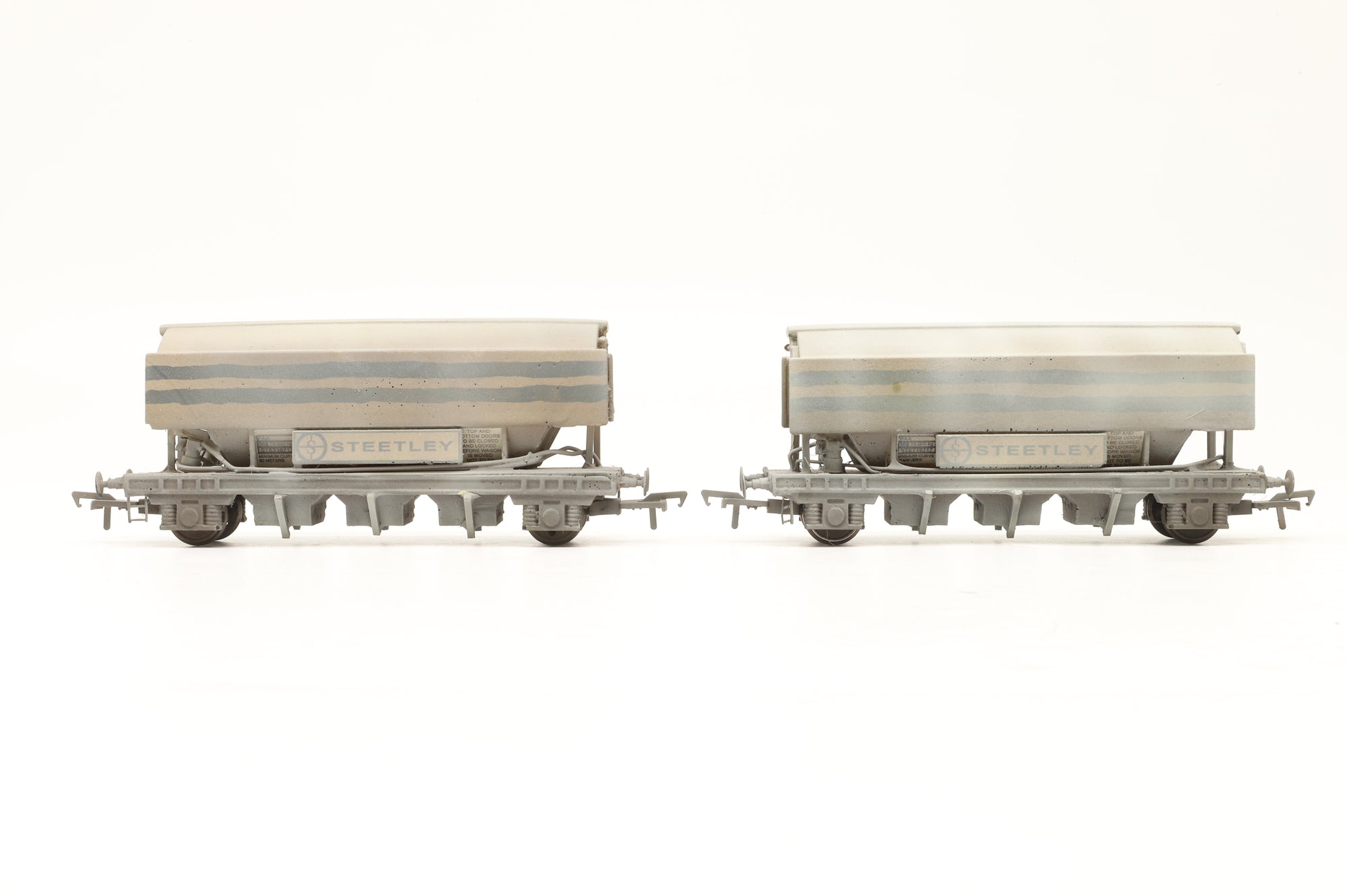 Resin OO Rake Of 10 Steetley Hopper Wagons Weathered