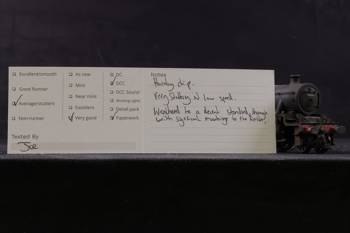 Hornby OO R2732 Stanier Class 4P &#39;42616&#39; BR Lined Black L/C Weathered DCC Fitted