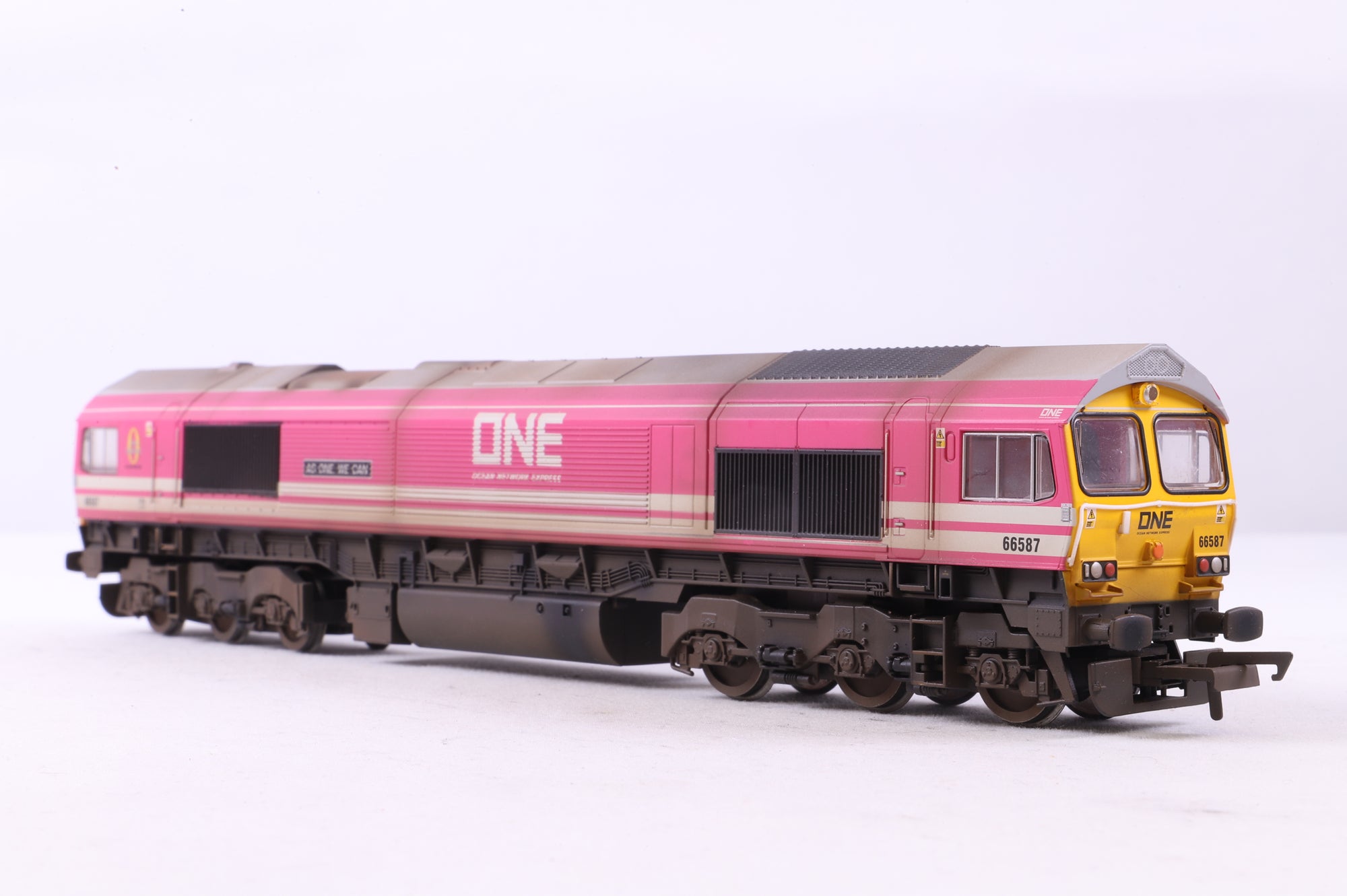 Hornby OO R3923 Ocean Network Express Class 66 Co-Co 'As One, We Can' '66587', DCC Fitted, Weathered