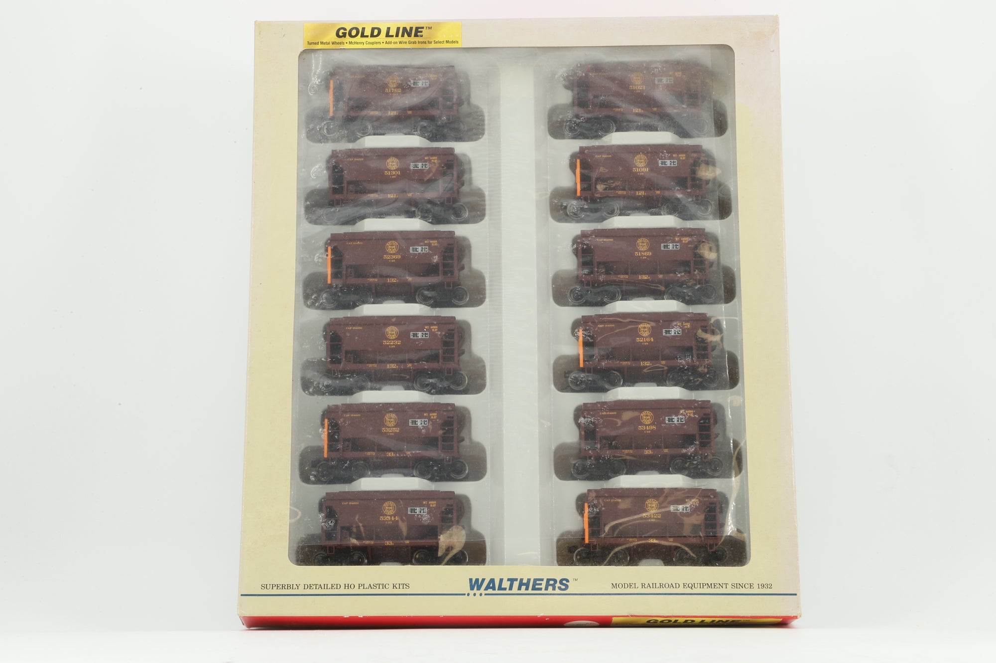 Walthers HO 932-4558 12-Pack of Taconite Ore Cars in DMIR Brown/Yellow