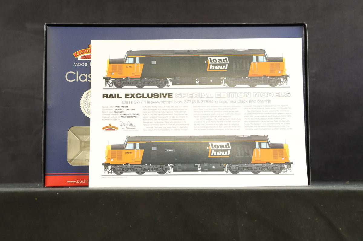 Bachmann OO 32-390Y Class 37/7 Twin Pack &#39;37713&#39; &amp; &#39;37884&#39; Loadhaul, Excl. for Rail Excl.
