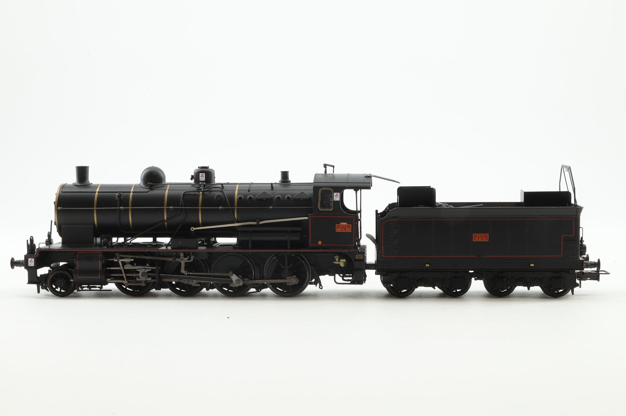 Jouef HO HJ2406S Loco 140 C 38 w/ Tender 18 B 22 in SNCF Lined Black - DCC Sound