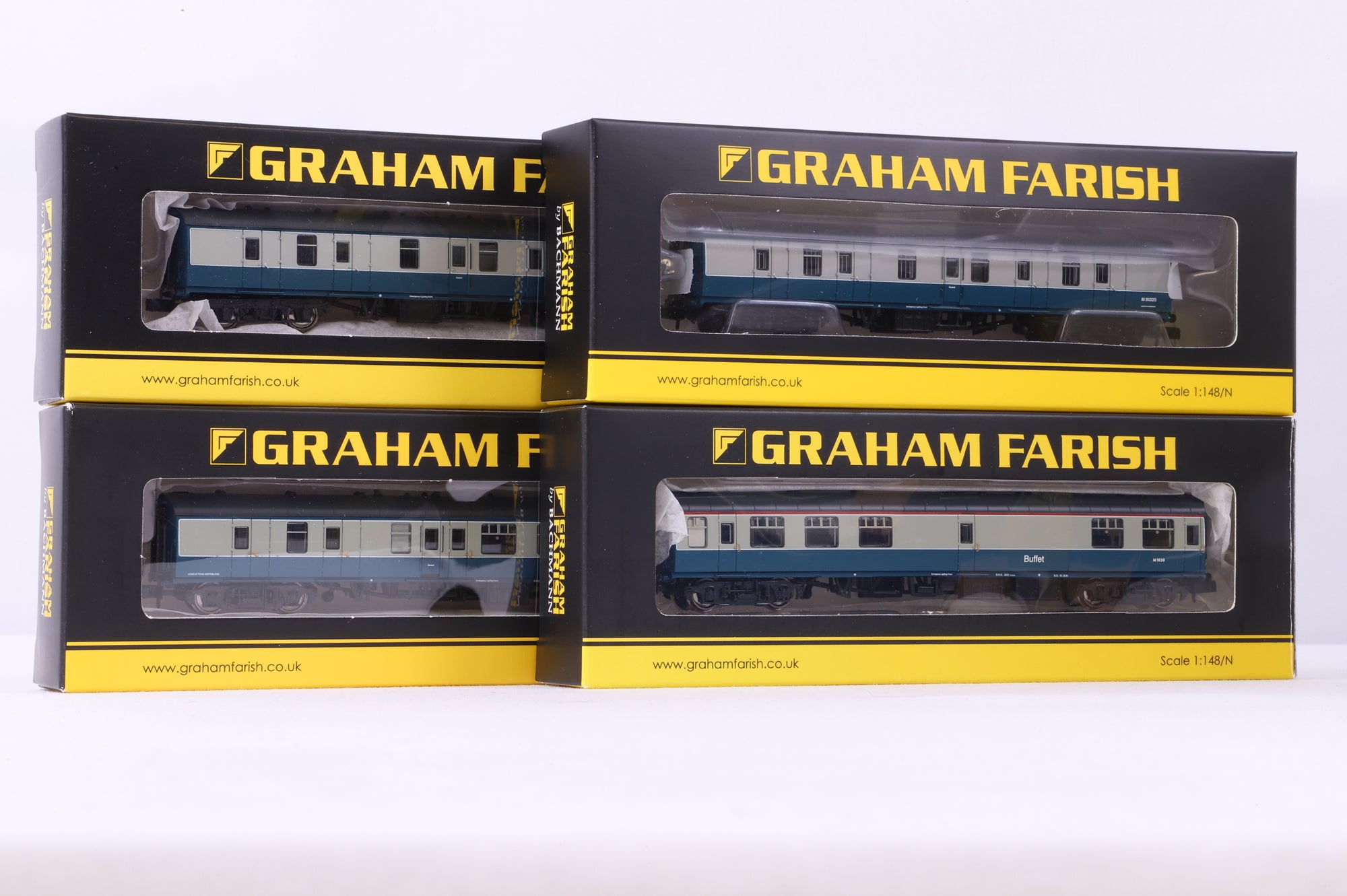 Graham Farish N Rake Of 4 BR Mk1 Coaches Blue & Grey Inc. 374-110, 374-188B, 374-039D & 374-039B