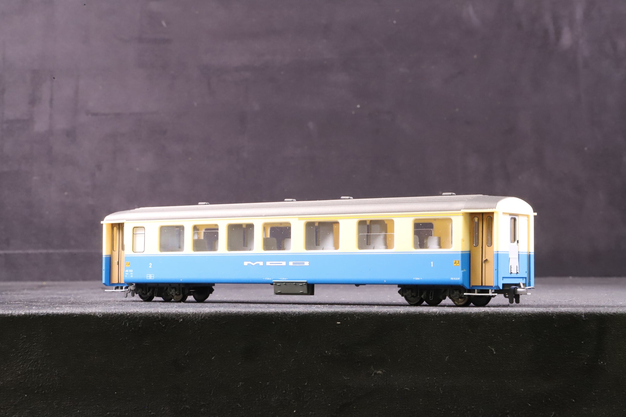 Bemo HOe-HOm Rake Of 3 MOB Blue & Cream Coaches Inc. 3290, 3291 & 3292
