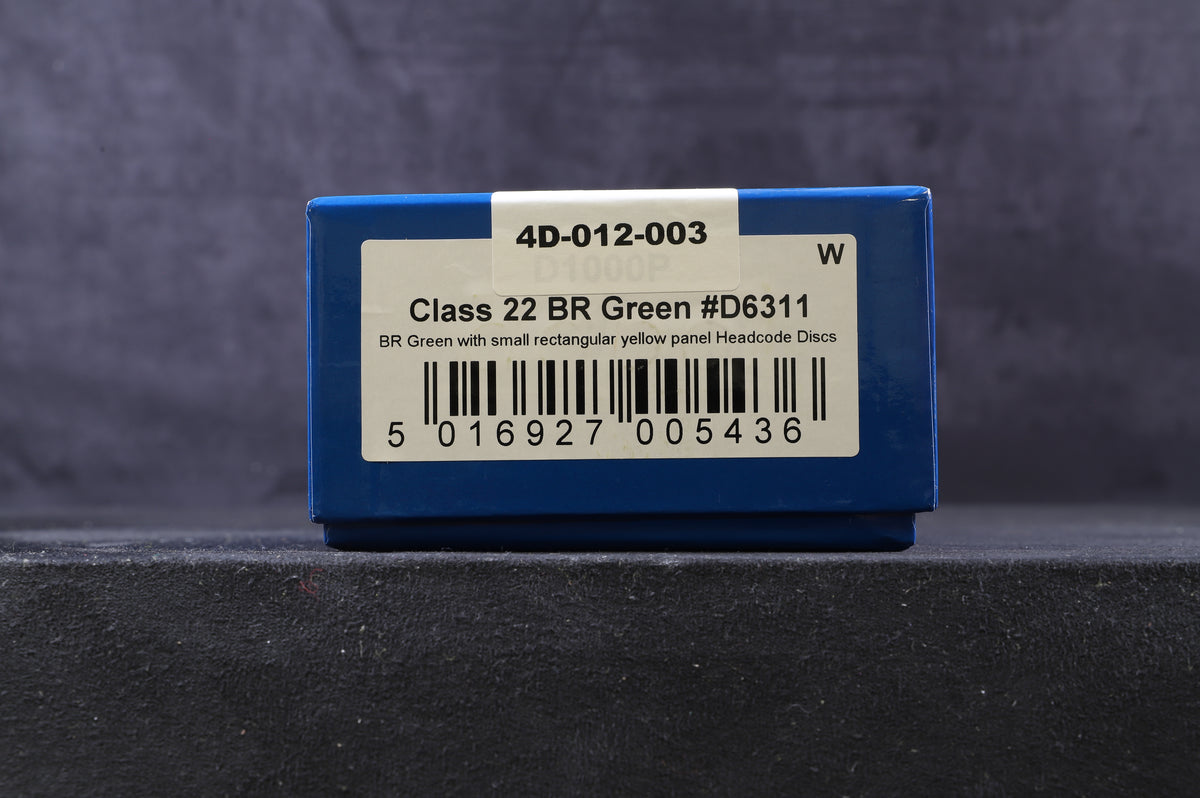 Dapol OO 4D-012-003 Class 22 &#39;D6311&#39; BR Green With Small Rectangular Yellow Panel Headcode Discs