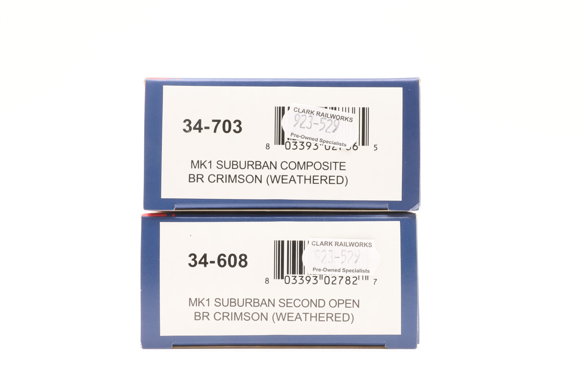 Bachmann OO Rake Of 2 BR Mk1 Suburban Crimson Coaches Weathered Inc. 34-703 & 34-608