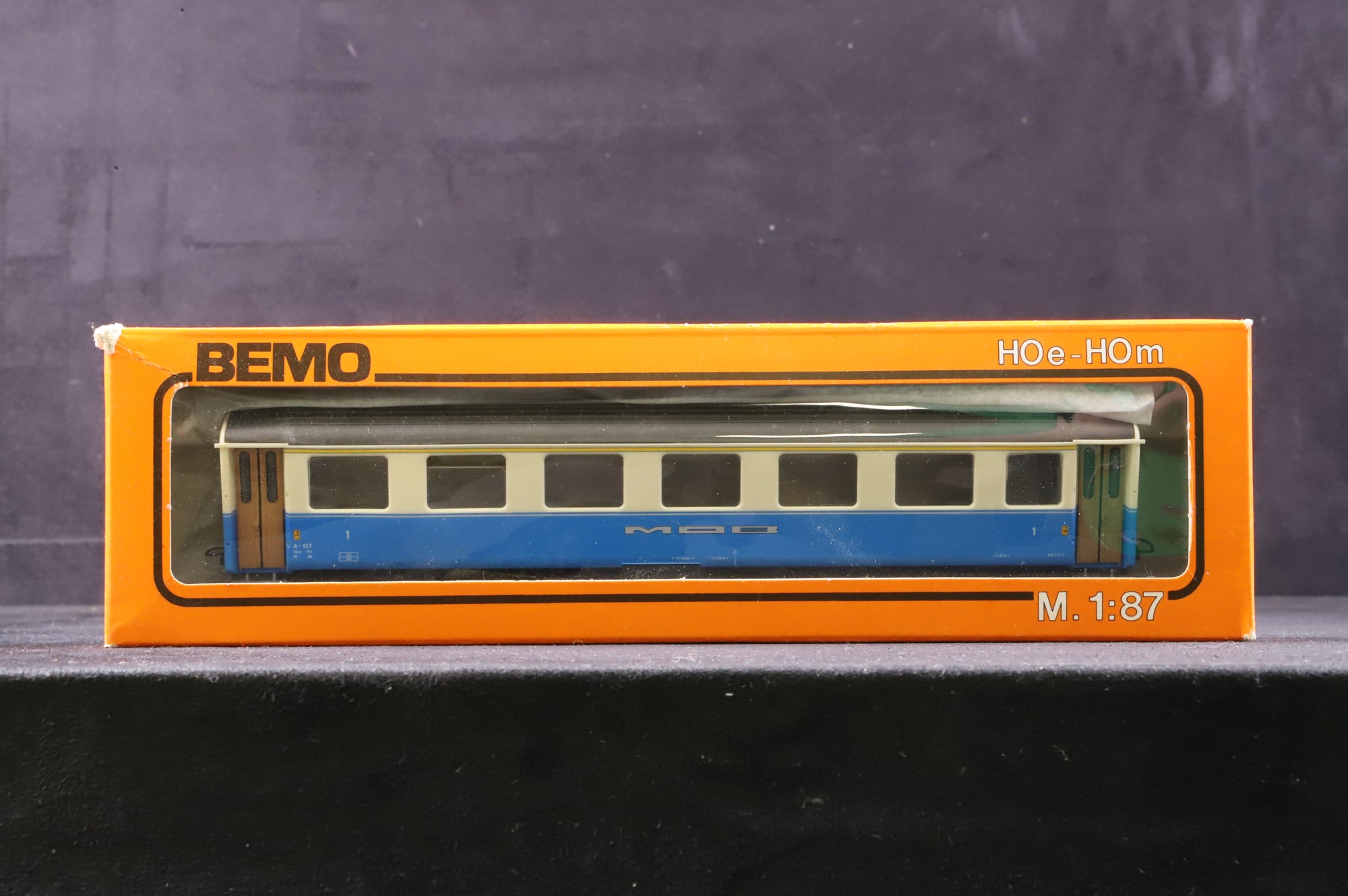 Bemo HOe-HOm Rake Of 3 MOB Blue & Cream Coaches Inc. 3290, 3291 & 3292