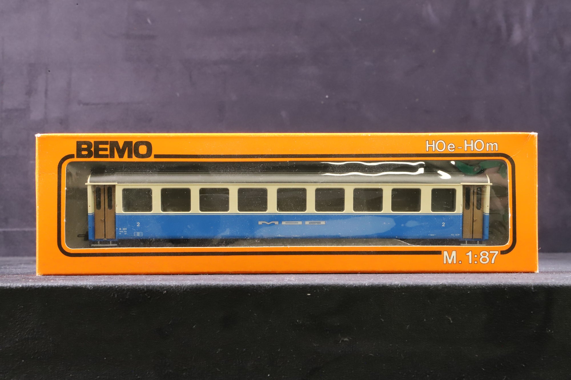 Bemo HOe-HOm Rake Of 3 MOB Blue & Cream Coaches Inc. 3290, 3291 & 3292