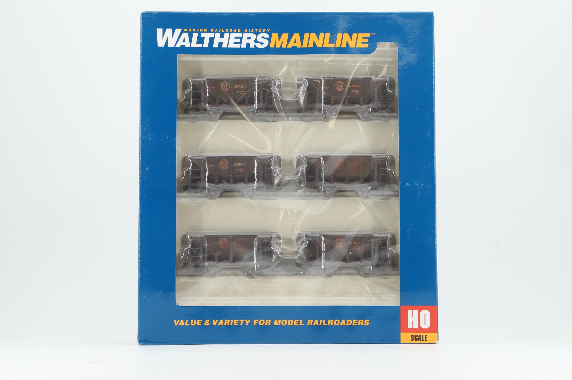 Walthers HO 6-Pack of 24' Michigan Ore Cars in DMIR Brown - Pro-Weathered/Renumbered