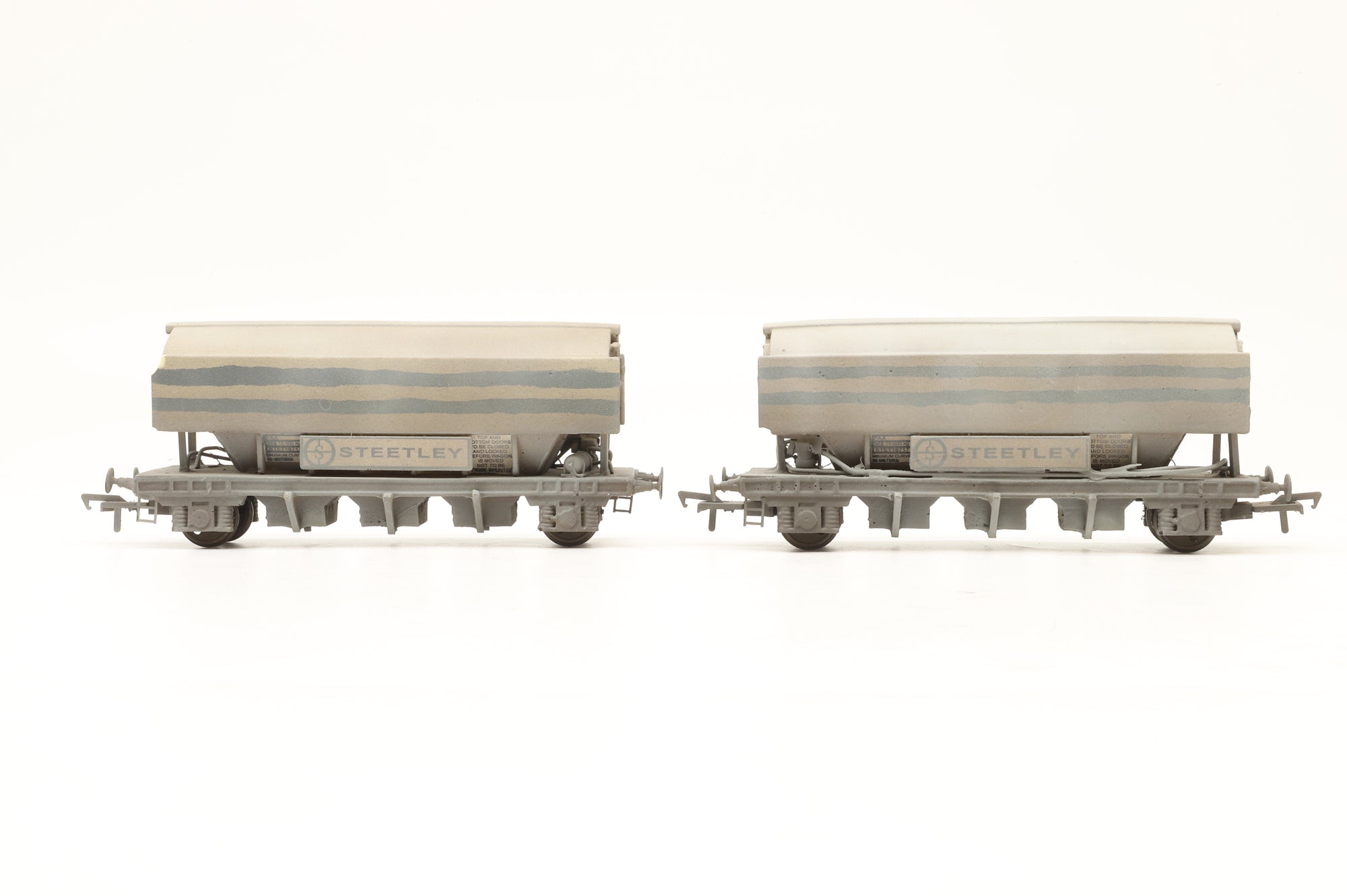 Resin OO Rake Of 10 Steetley Hopper Wagons Weathered