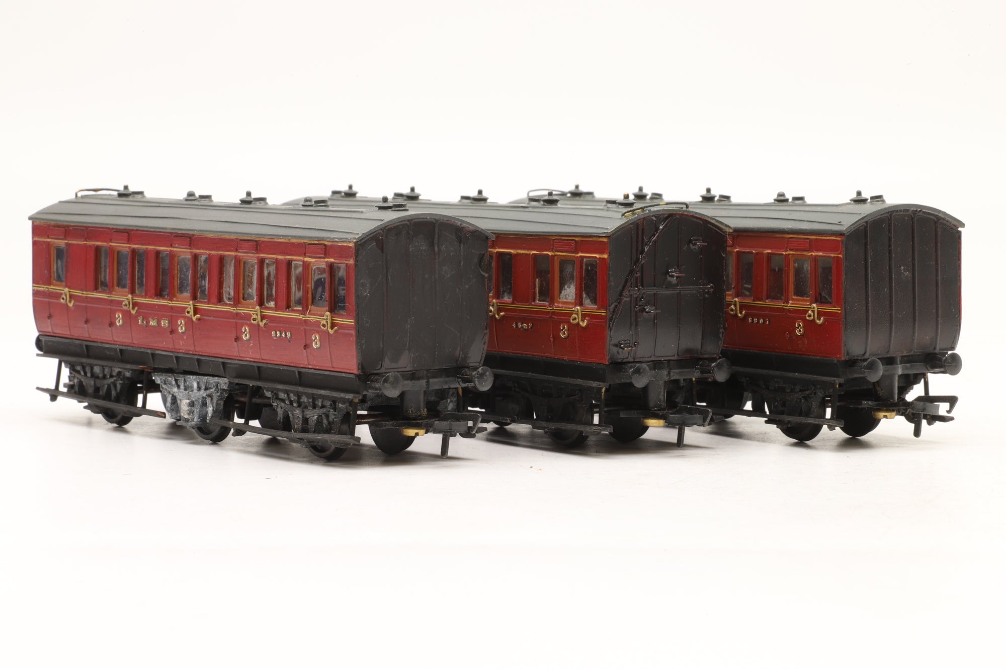 Slaters/ Hornby OO Rake Of 3 6 Wheel Midland Railway Clayton Arc Roof Coaches Kit Built