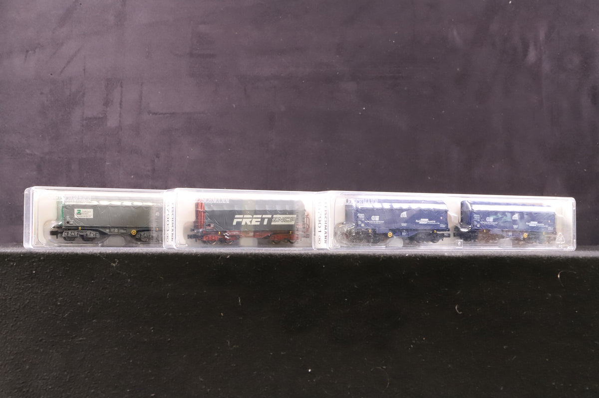 Fleischmann N 837901,2&amp;3 Rake Of 3 Sliding Tarpaulin Wagons