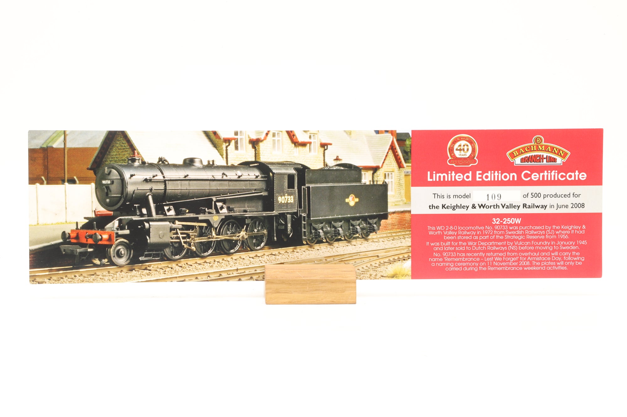 Bachmann OO 32-250W WD Class 2-8-0 '90733' BR Black L/C Ltd Ed 109/ 500