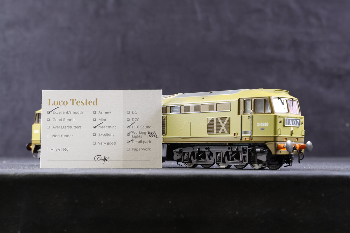 Heljan OO 53031 &#39;D0280&#39; &#39;Falcon&#39; Lime Green, DCC Sound &amp; Weathered