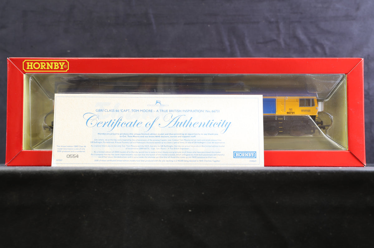 Hornby OO R30069 Class 66 &#39;66731&#39; &#39;Capt. Tom Moore - A True British Inspiration&#39; GBRf Ltd Ed