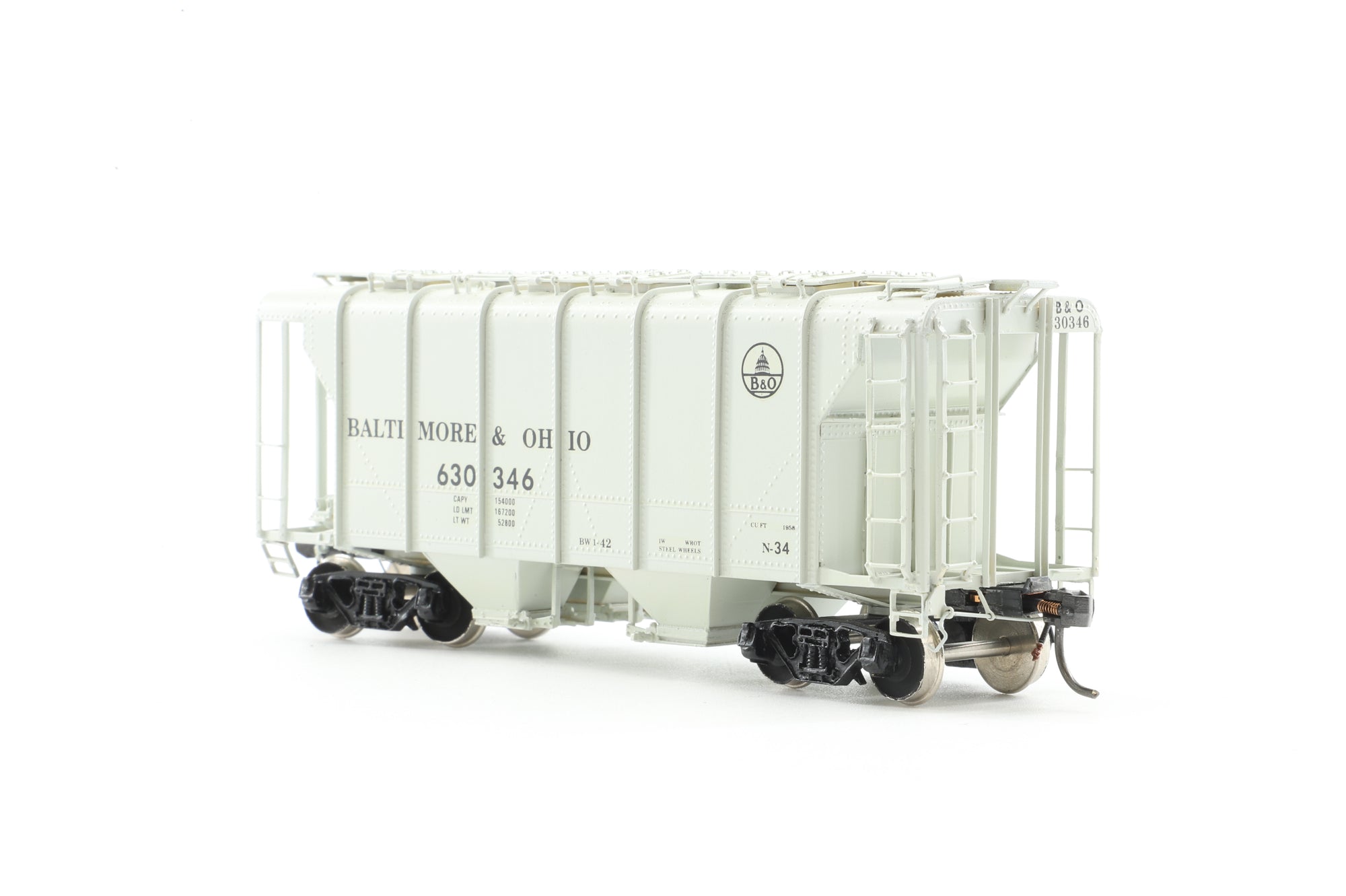 Overland Models HO Brass 1390 'N-34" Covered Hopper Wagons Top Type Baltimore & Ohio No.603346