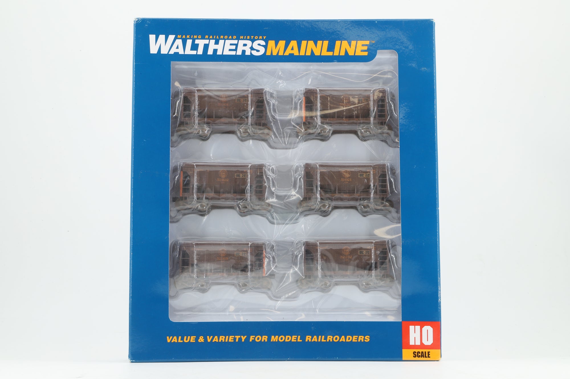 Walthers HO 6-Pack of 24' Michigan Ore Cars in DMIR Brown/Yellow - Pro-Weathered/Customised