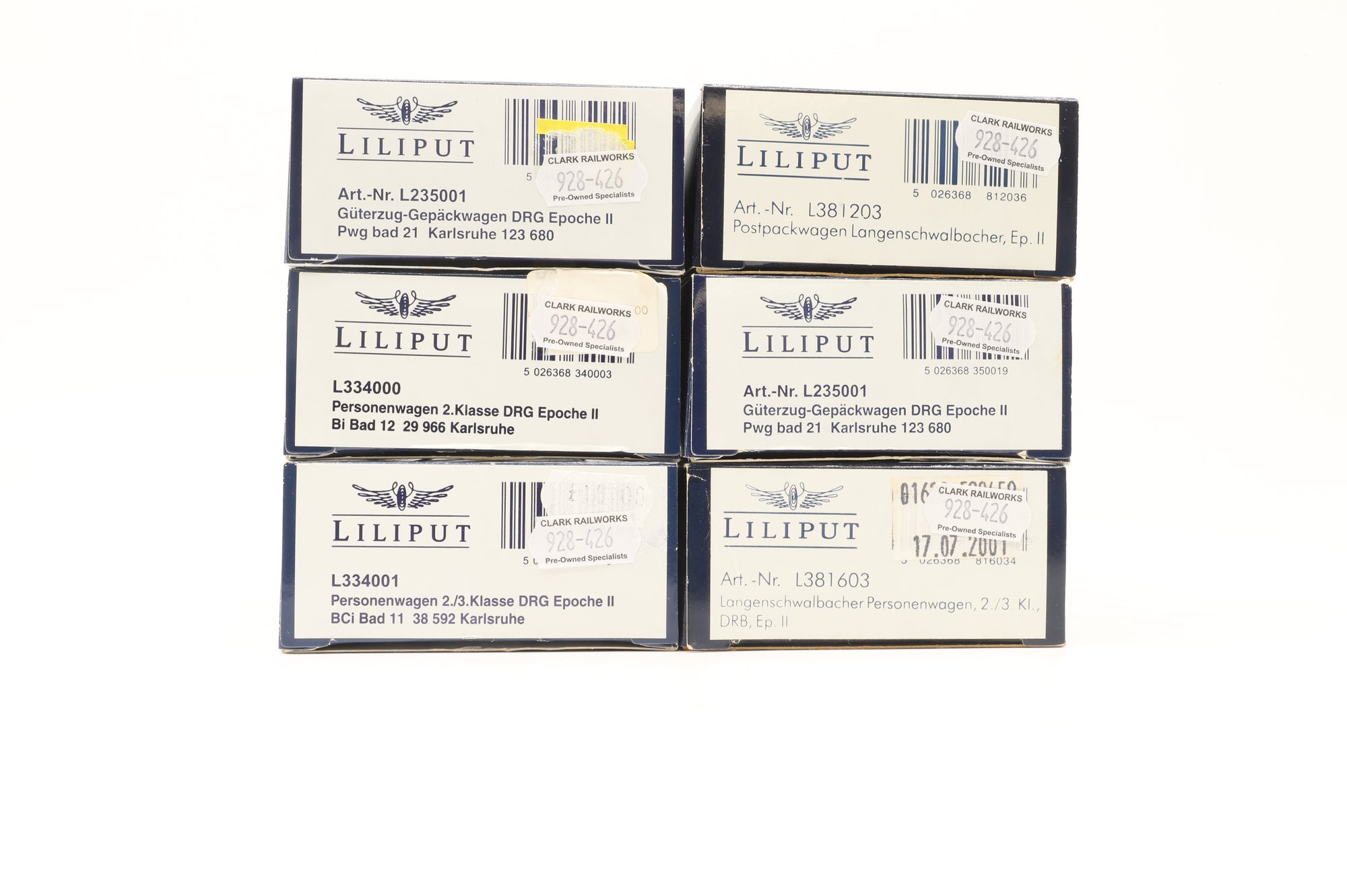 Liliput HO Rake Of 6 Assorted Vehicles Inc. L235001x2, L334000, L334001, L381203 & L381603