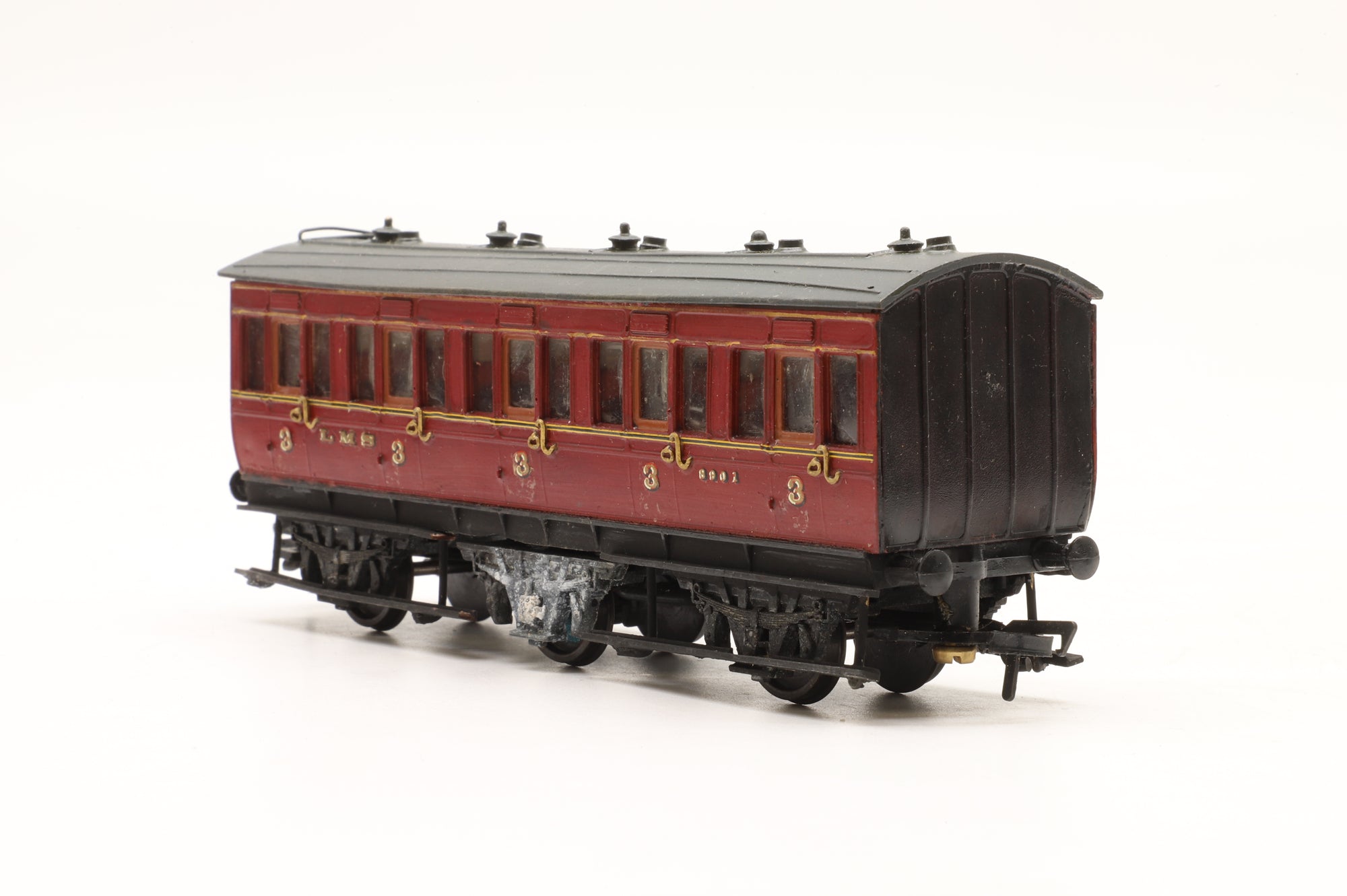 Slaters/ Hornby OO Rake Of 3 6 Wheel Midland Railway Clayton Arc Roof Coaches Kit Built