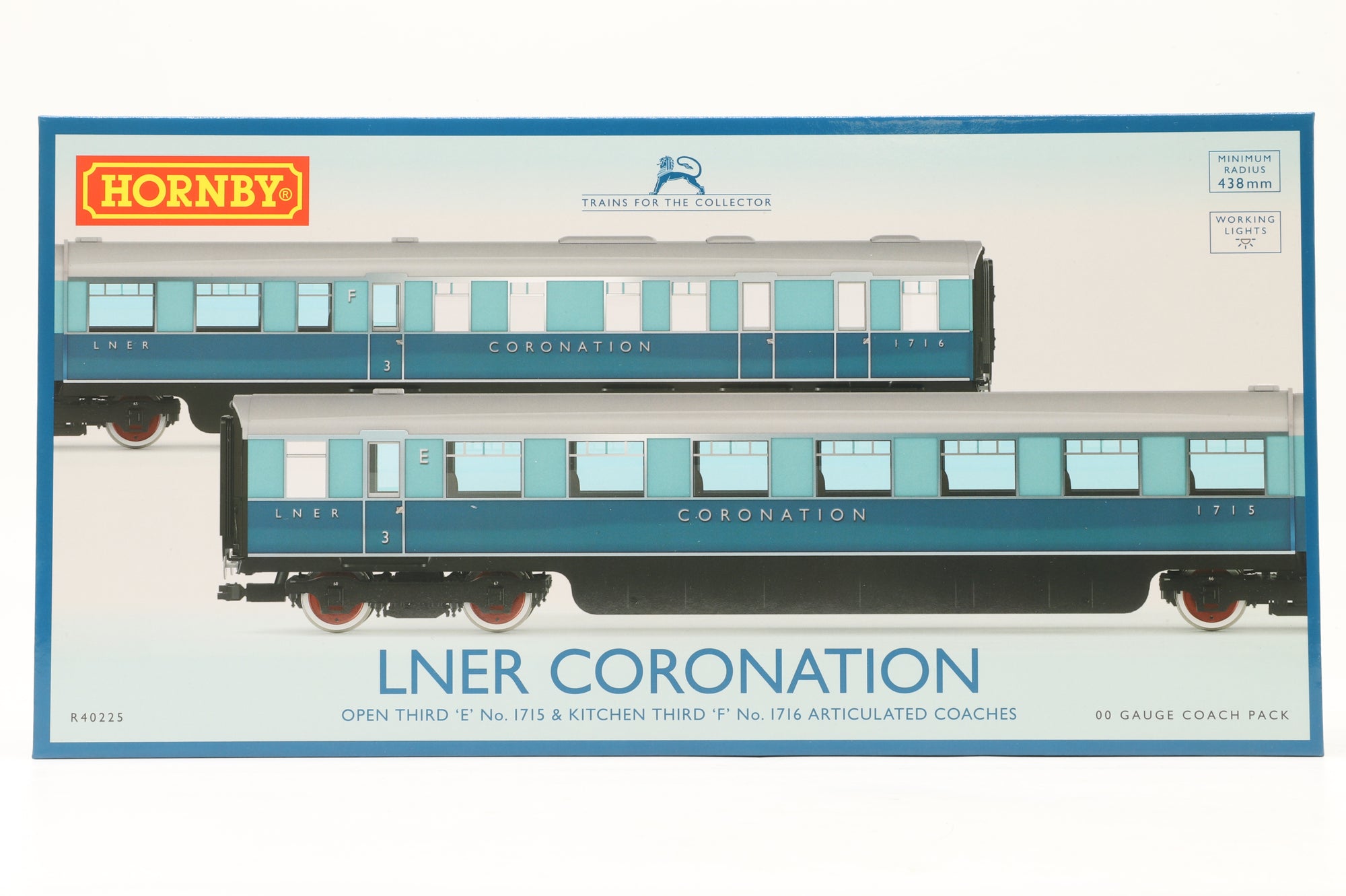 Hornby OO R40225 LNER Coronation Open 3rd & Kitchen Articulated Coach Pack