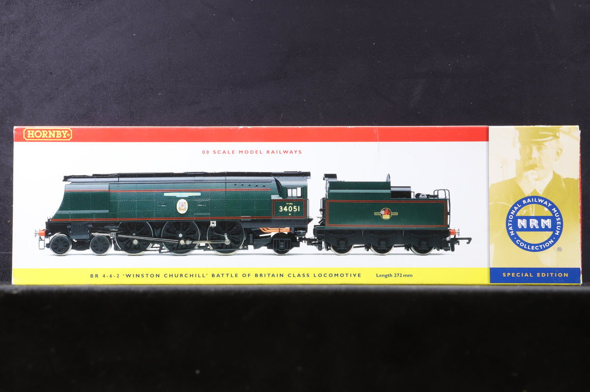 Hornby OO R2385 West Country Class &#39;34051&#39; &#39;Winston Churchil&#39; BR Lined Green L/C